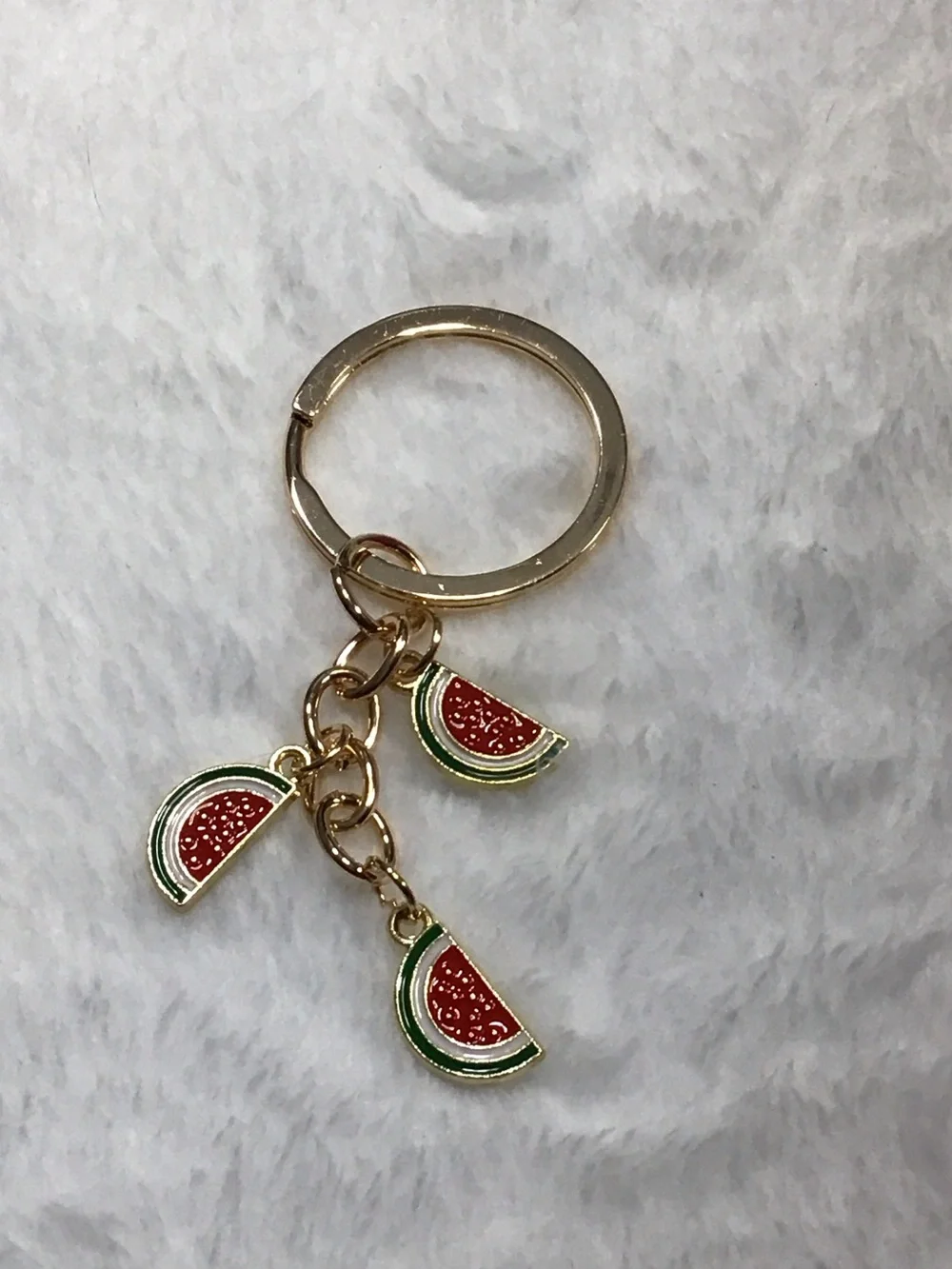 Gold Watermelon Charm Keychain - Women's Accessory